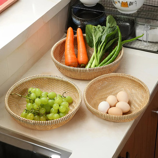 美物工坊竹编果篮手工编织水果收纳筐竹编竹篮洗菜篮子野餐小框子