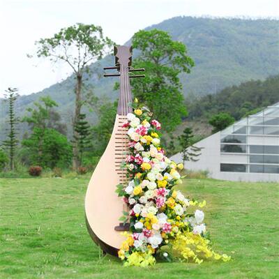 户外创意雕塑不锈钢仿真大提琴音符花架庭院售楼部落地摆件装饰品