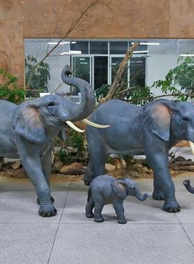 仿真非洲大象雕塑玻璃钢动物模型摆件户外游乐场园林景观小品装饰