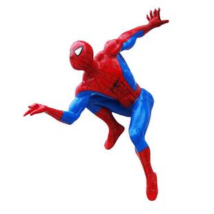 漫威仿真蜘蛛侠大型壁挂墙装 饰电影院商场展厅玻璃钢雕塑落地摆件