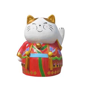 大型招财猫雕塑商场网红店门口迎宾创意摆件卡通玻璃钢吉祥物定制