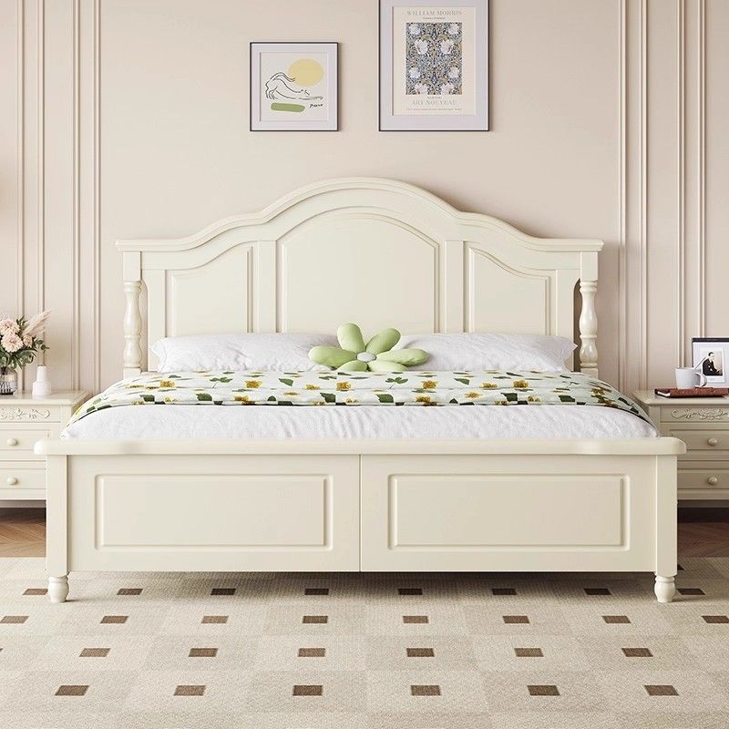 迪丽欧美式木床奶油1.8m公主家用主卧1.5m现代储物简约白色儿童床