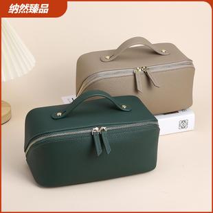 大容量女士化妆包头层牛皮拉链收纳包户外旅游女款真皮洗漱包