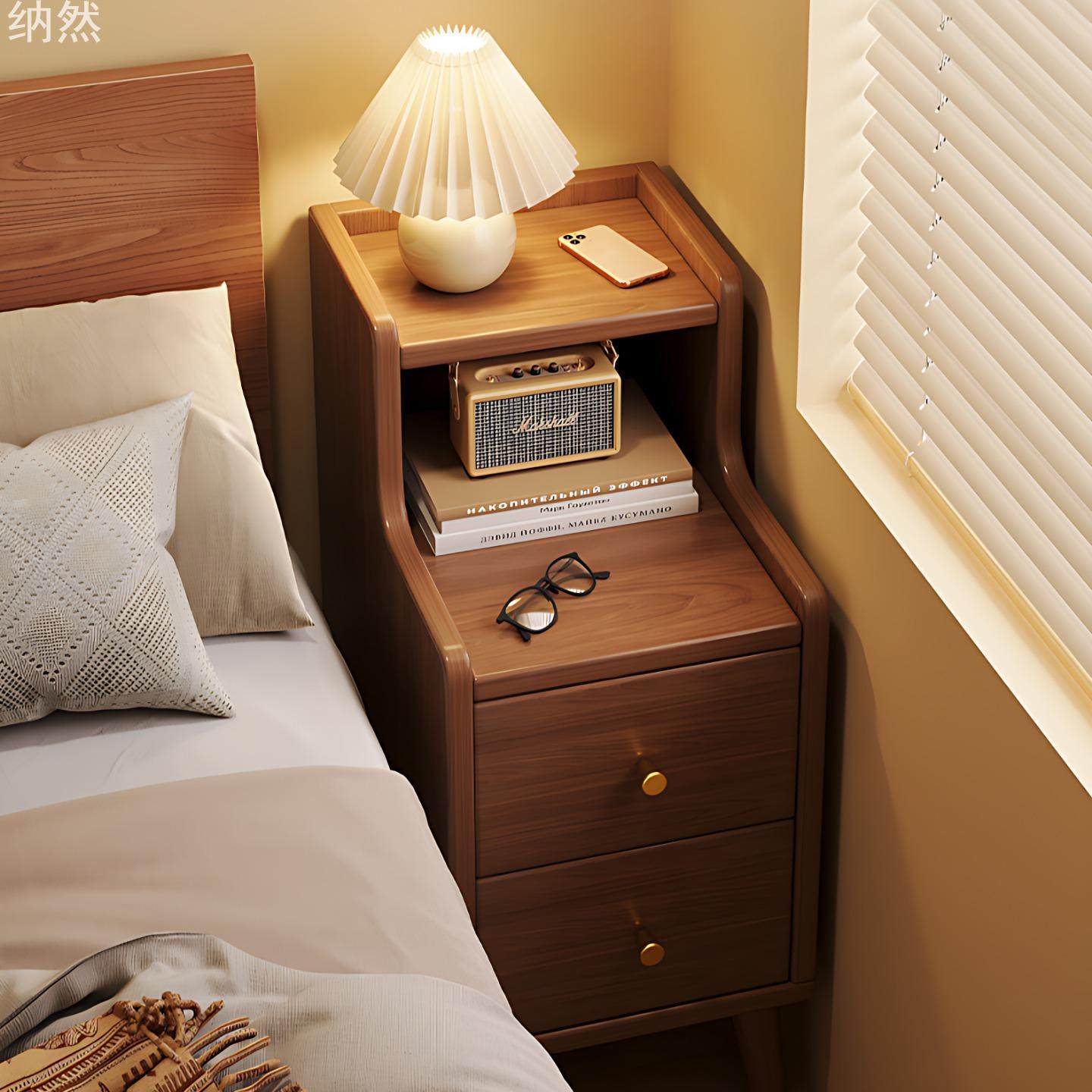 床头柜简约家用新中式床边夹缝抽屉收纳储物架子出租屋小型床边柜,住宅家具,床边桌,淘宝优惠券,粉丝福利购,淘宝优惠卷
