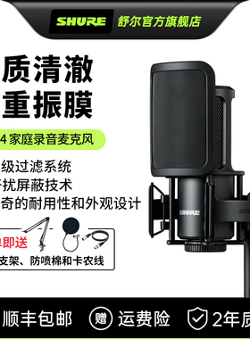 Shure舒尔SM4大振膜电容麦克风大合唱歌主唱直播K歌录音话筒套装