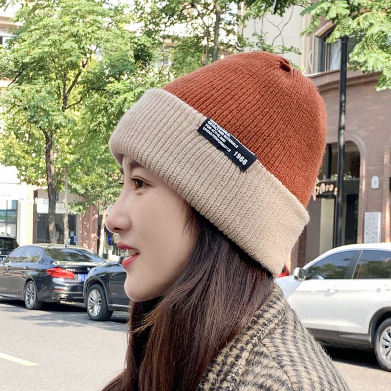 帽子女秋冬毛线帽潮韩版素颜冷帽套头帽ins韩国百搭针织帽月子帽