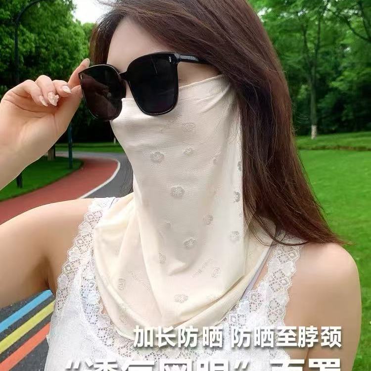 韩版甜美樱花防晒面罩女春夏骑行