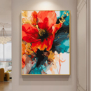 数字油画diy填色大尺寸花卉手工涂色画客厅玄关挂画治愈系装 饰画