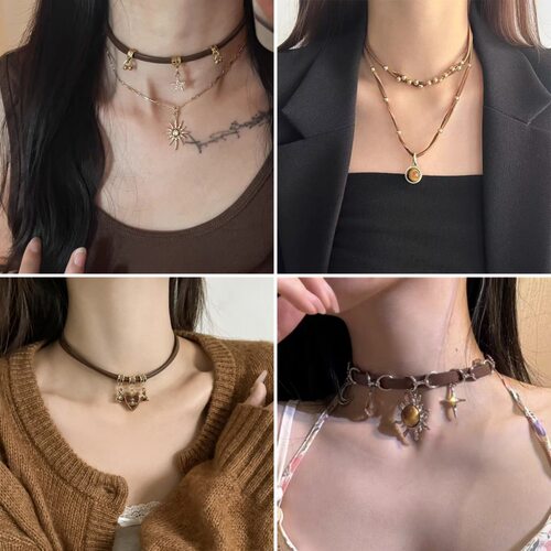 choker美拉德皮质项链女小众复古甜酷辣妹锁骨链时尚百搭颈链