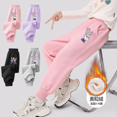 女童纯棉朱迪卫裤子加绒加厚运动