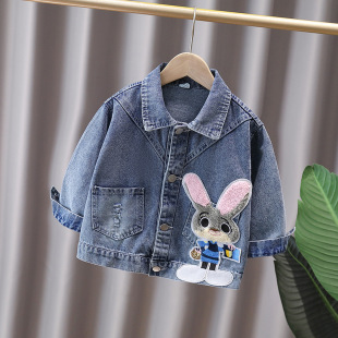女童小兔子牛仔外套春秋装2026新款洋气朱迪可爱宝宝宽松外套上衣