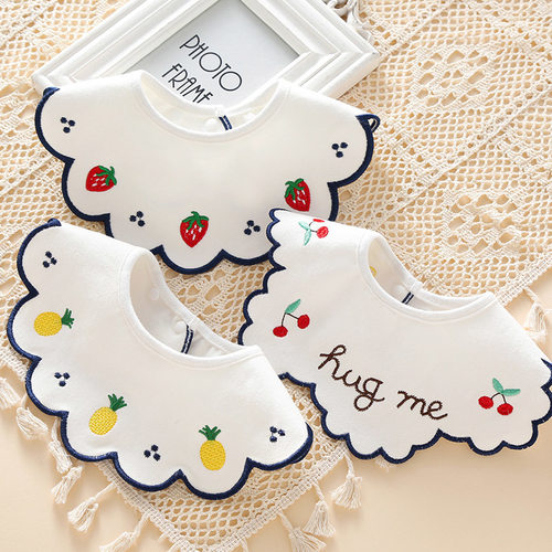 婴儿纯棉口水巾a类可旋转假围兜