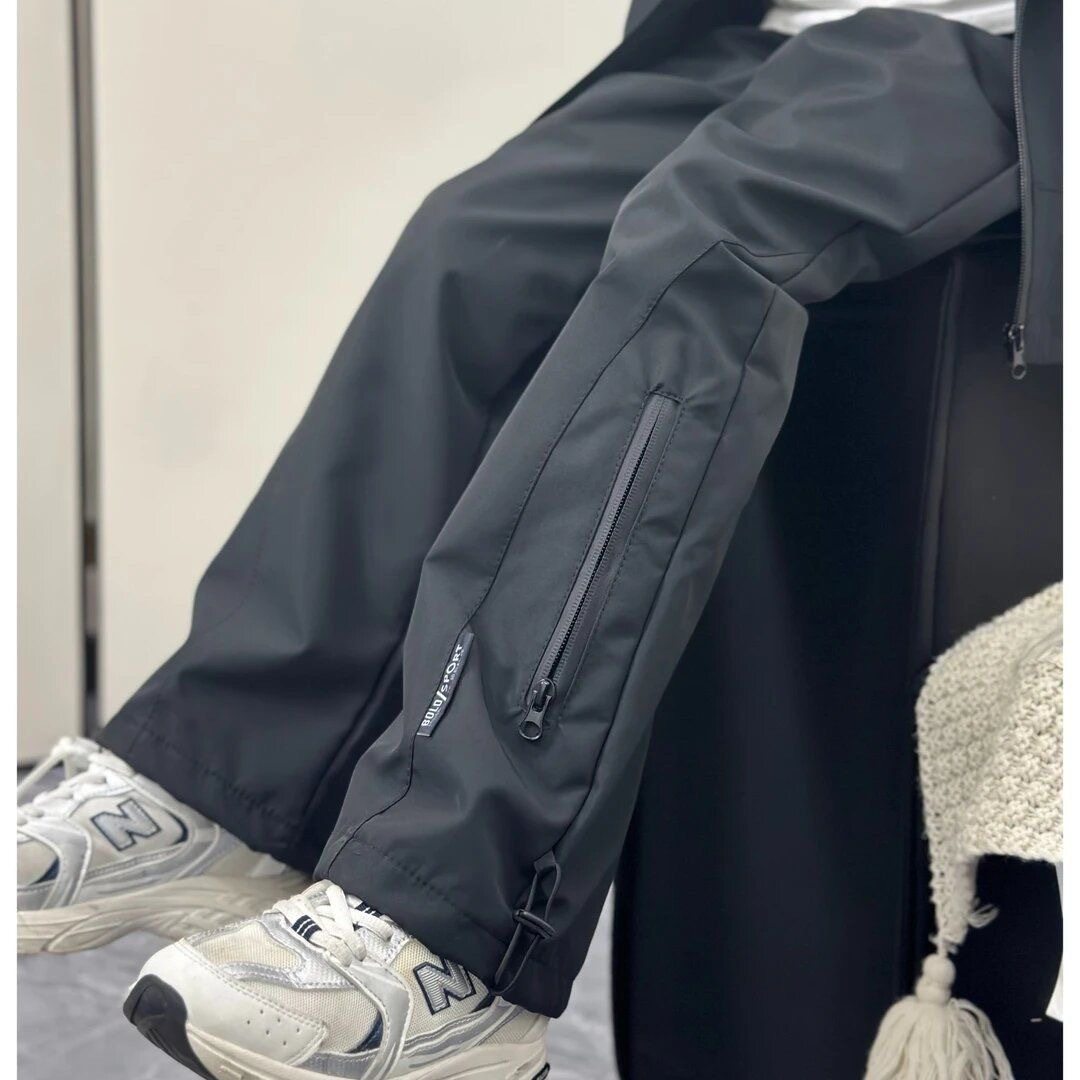 男童加绒防水冲锋裤春秋冬新款防风直筒工装宽松户外运动休闲长裤