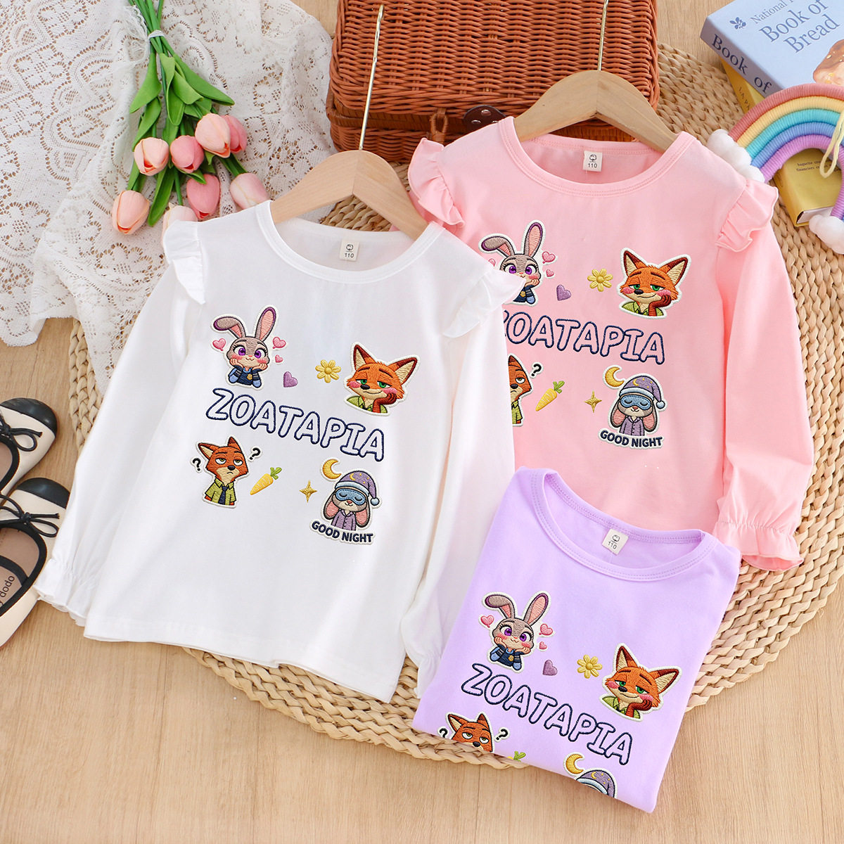 女童圆领长袖T恤打底衫2026春秋新款纯棉宝朱迪可爱内搭外穿上衣