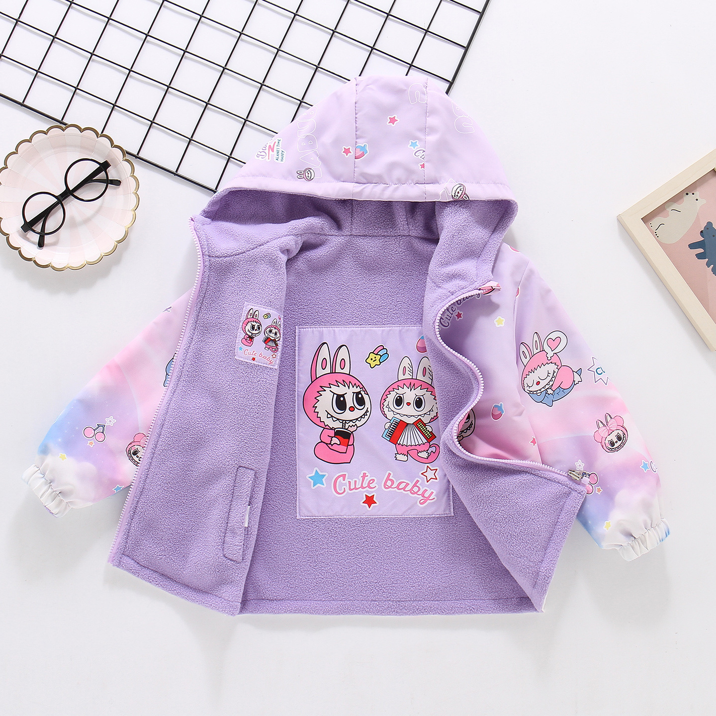 女童拉布布加绒风衣外套冲锋上衣