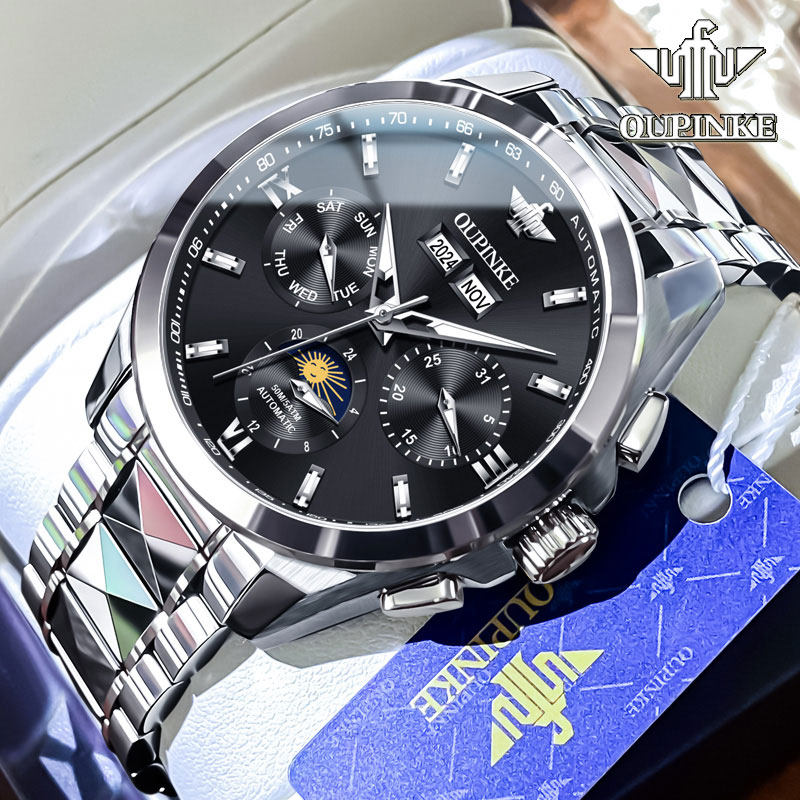 瑞士正品牌月相手表男士款机械表全自动多功能男款防水夜光名十大