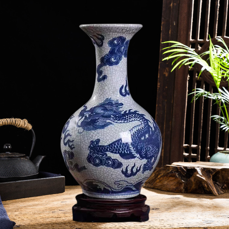 现代中式陶瓷仿古青花瓷瓶客厅博古架家居装饰品摆件新房乔迁礼品