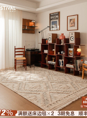 土耳其进口地毯客厅极简轻奢别墅地毯高级感侘寂卧室床边毯耐脏