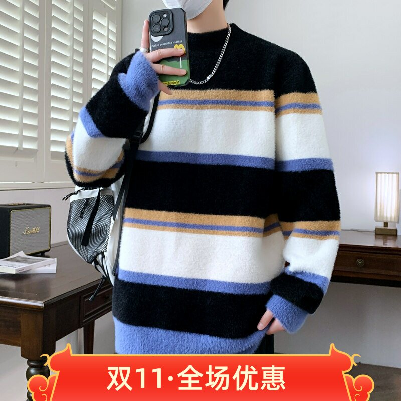 主推青少年潮流时尚帅气港风加厚半高领毛衣男士