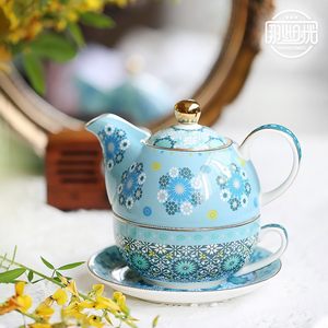 欧式茶壶子母壶杯壶一体一人饮茶壶茶具套装 陶瓷花茶壶茶杯碟子