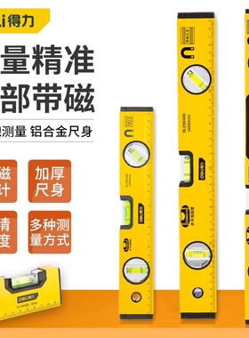 全新得力工具氧化铝合金带磁吸附水平尺得力工具DL700300B水平尺