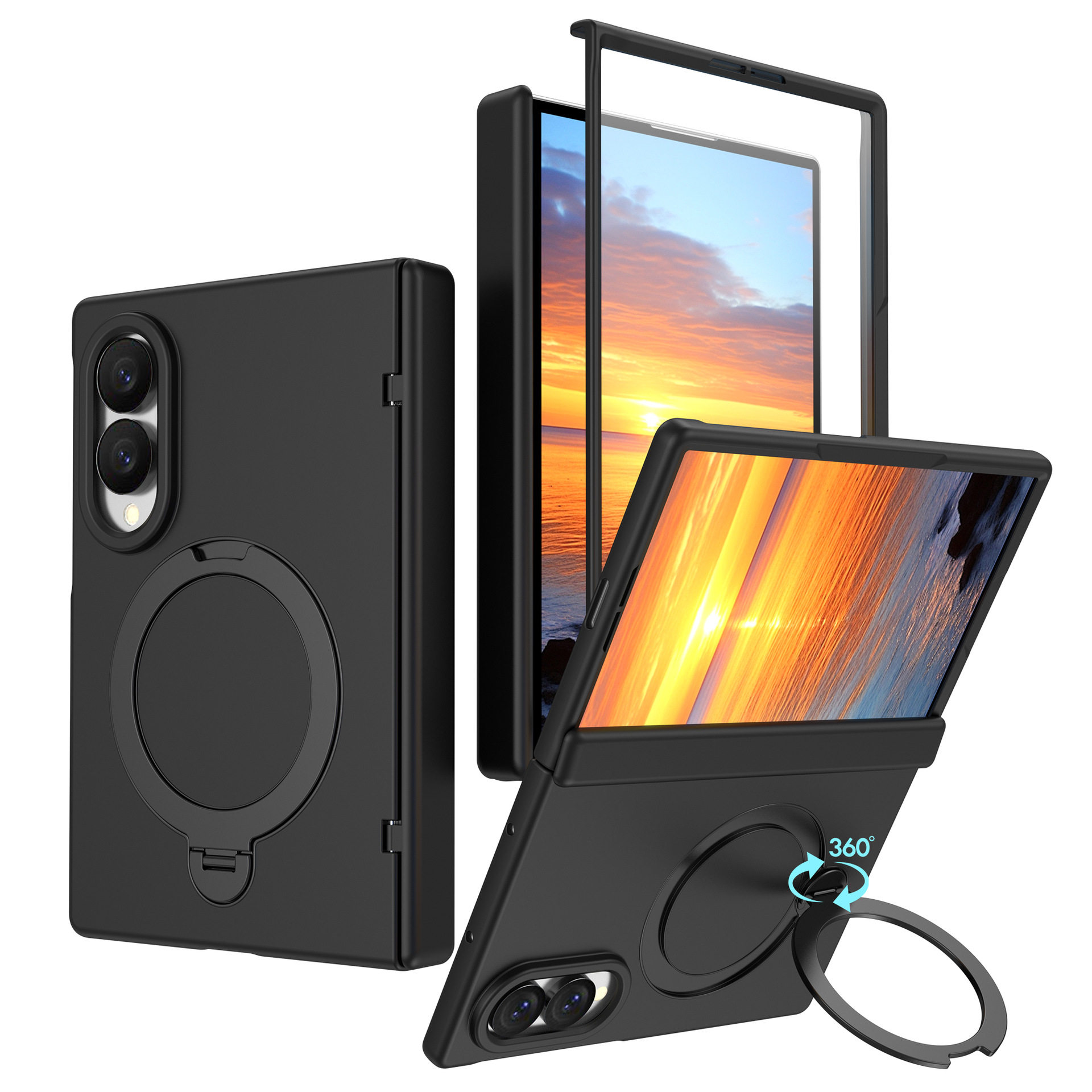 适用三星Galaxy ZFold8手机壳新款弹簧中轴铰链全包防摔保护套zfold7阔折叠屏磁吸无线充旋转支架男女W26外壳