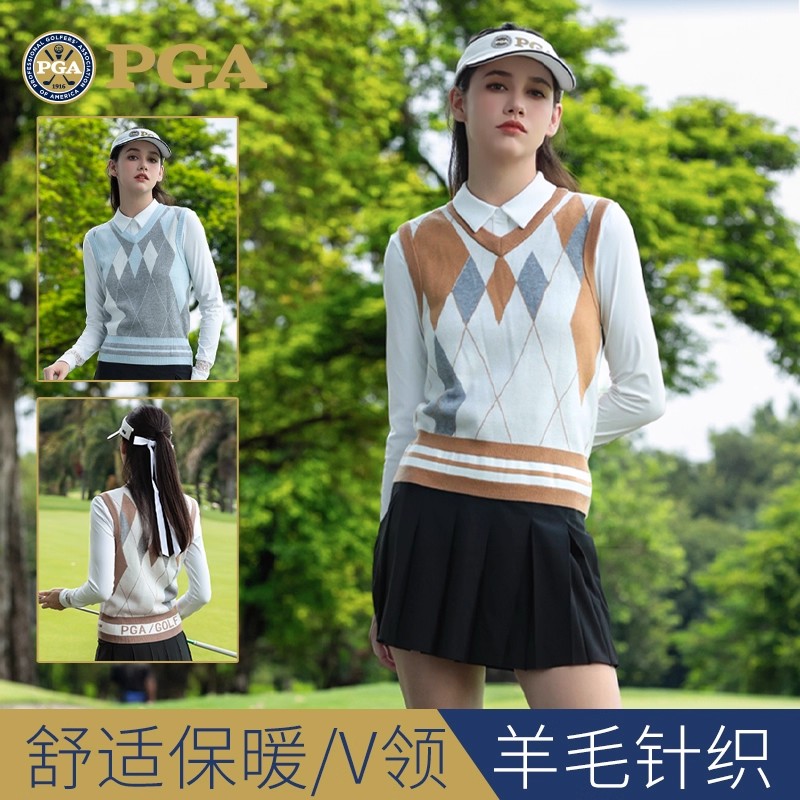 美国PGA高尔夫女士背心绵羊毛织