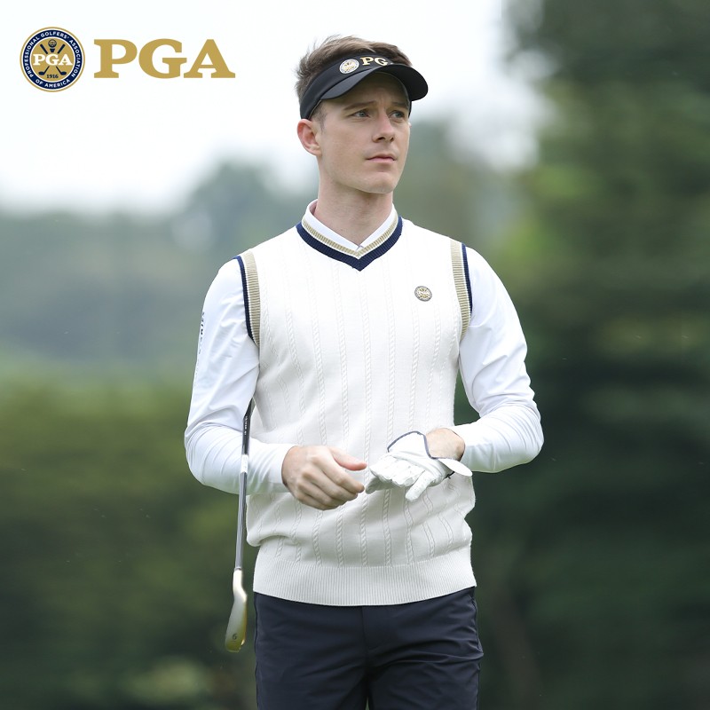 美国PGA高尔夫男装毛衣保暖马甲