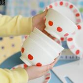 pasta Colored bowl ceramic tableware polka dot