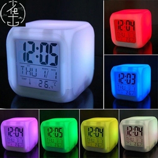 changing digital desk led gadget office colors clock alarm