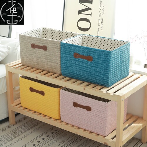 Folding Woven Basket for Clothes Storage, Closet Shelf with