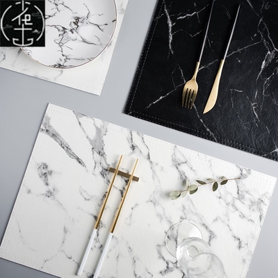 Modern minimalist Nordic marble grain leather placemat hea