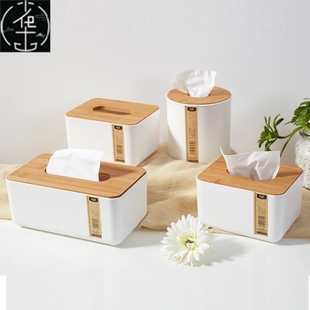 bamboo wooden tissue box japanese creative tray living ro