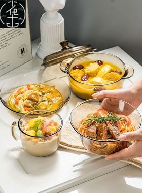 Transparent glass  bowl large instant noodle bowl home