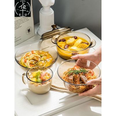 Transparent glass  bowl large instant noodle bowl home