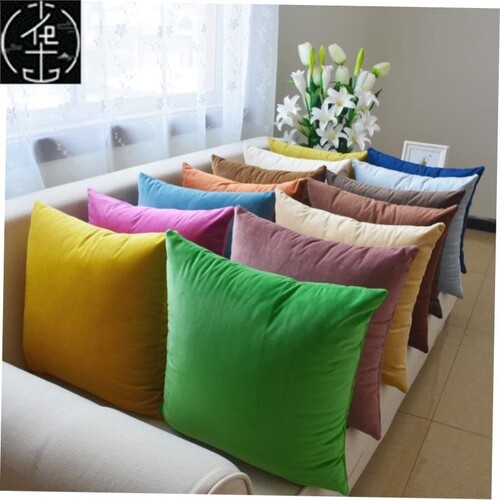 European velvet sofa cushion pure color pillow cover car big