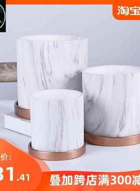 Nordic ceramic flowerpot marbled ins Round flower pot 花盆
