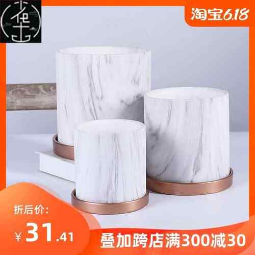 Nordic ceramic flowerpot marbled ins Round flower pot 花盆