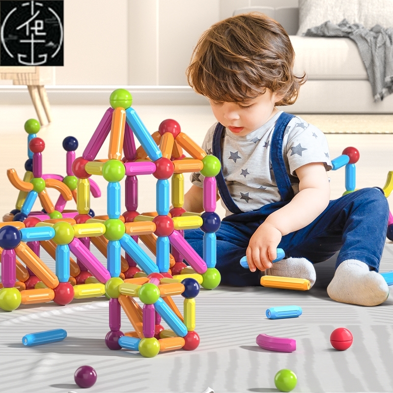 Set Konstruksi Magnetik Anak-anak Bola Magnetik Stik Blok Ba