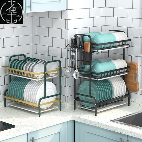 3-Tiers Dish Drying Rack Stainless Steel Kitchen Counter