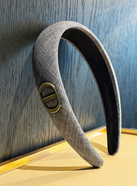 杨杨babytime 高智感 轻奢小众银色猪鼻子灰色布艺发箍高颅顶2025