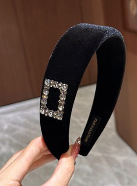 FABULOUS TIME 露思许妍方钻 黑丝绒加宽发箍高颅顶公主头饰聚会