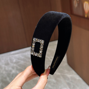 FABULOUS TIME 露思许妍方钻 黑丝绒加宽发箍高颅顶公主头饰聚会