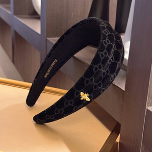 FABULOUS TIME 白富美懂 奢品蜜蜂黑丝绒加宽发箍不勒头百搭头箍