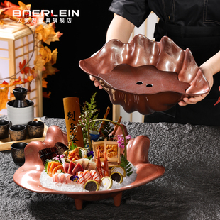 高端创意密胺海鲜姿造刺身盘子高端三文鱼摆盘造冰盘刺生拼盘餐具