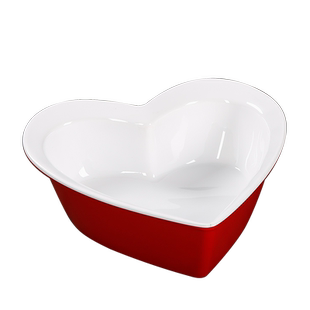 特色密胺心形鸭血盘子川渝火锅鸭肠鹅肠容器餐具商用手柄鲜鸭血碗