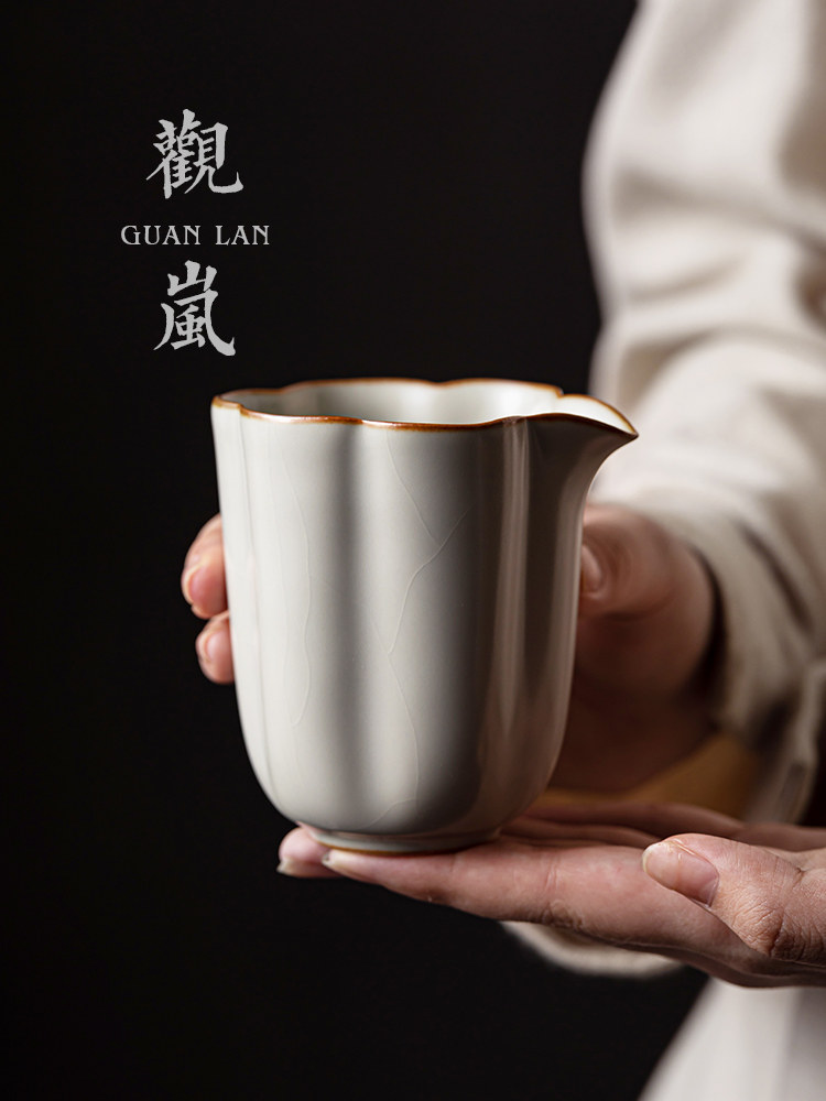观岚手工汝窑茶海公道杯茶具陶瓷公杯单个彷古汝瓷分茶器开片可养