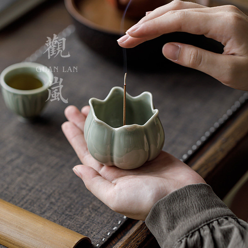 观岚莲瓣陶瓷香插手工香器香插线香檀香沉香盘香青瓷家用室内香炉,餐饮具,茶道/香炉,淘宝优惠券,粉丝福利购,淘宝优惠卷