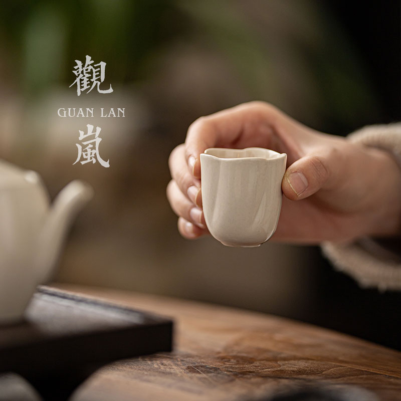 观岚复古中式草木灰茶杯