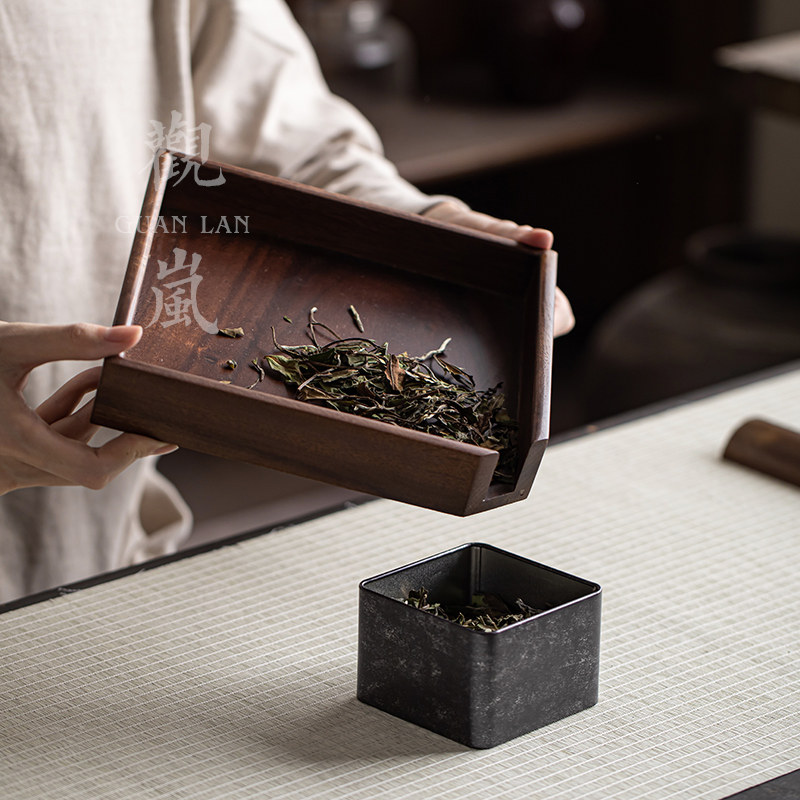 观岚普洱茶饼收纳盒实木分茶盘撬茶盘茶针茶刀开茶器茶钳分茶盒